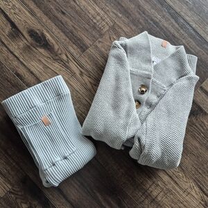 Lunya Cotton Silk Henley Leggings Set Gray Ice Blue Silver XS/S